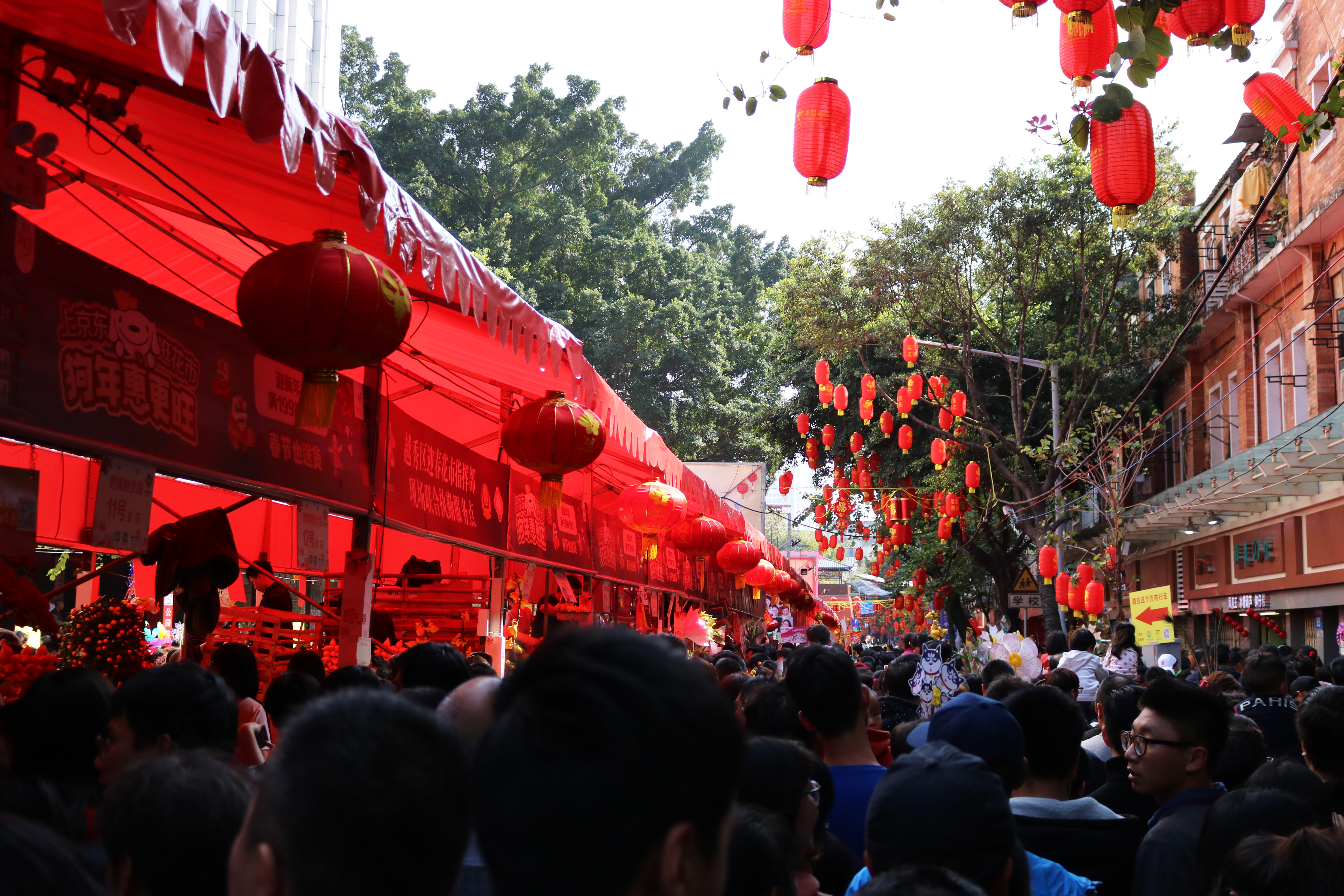 摩肩接踵,热闹非凡逛花街